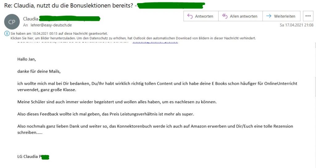 Kundenmeinung Email 3 Claudia