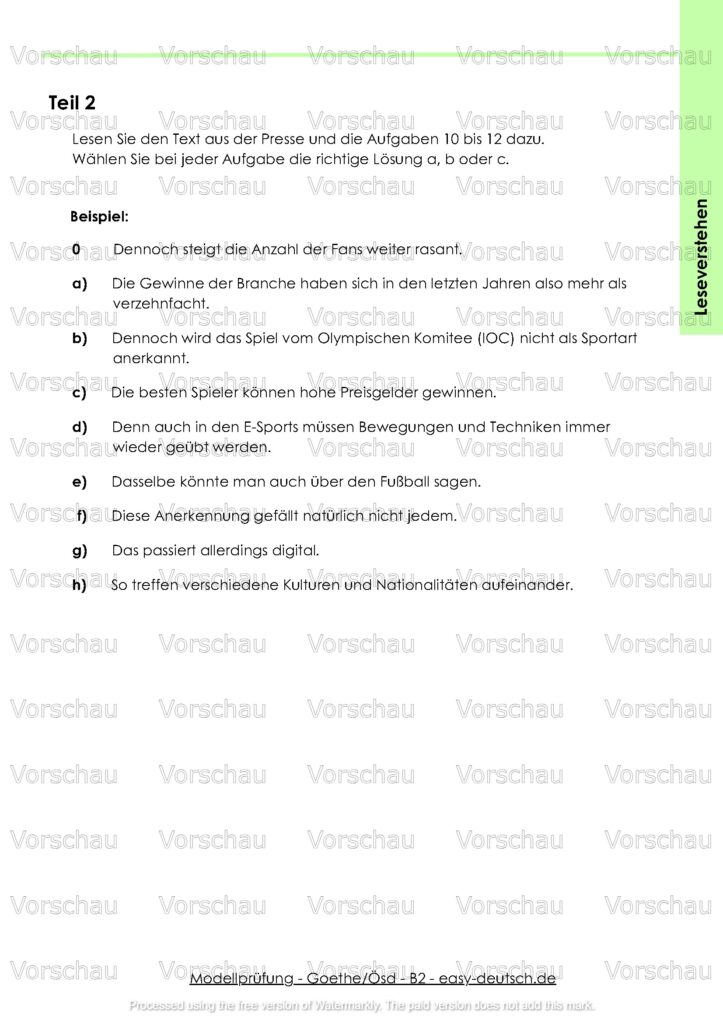 Modelltest Goethe B2 Deutschprüfung
